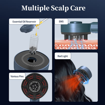 Smart Electric Scalp Massager Brush | 4-Mode Hair Detangler for Stress Relief
