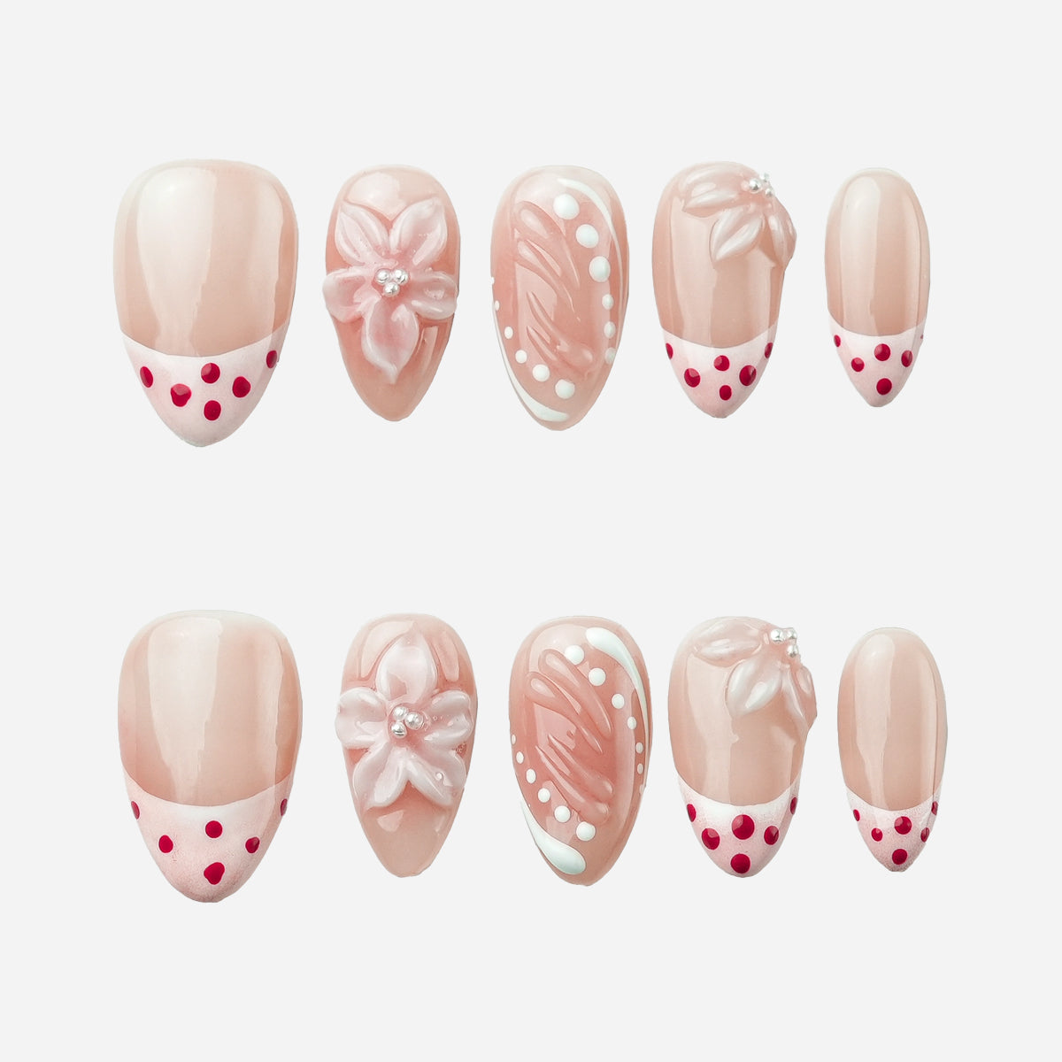 Berry French pink French tip press on nails by ROXORA