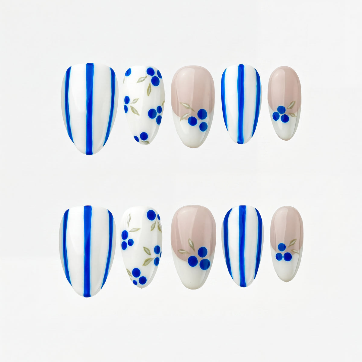 Coastal Blueberry blue press on nails by ROXORA