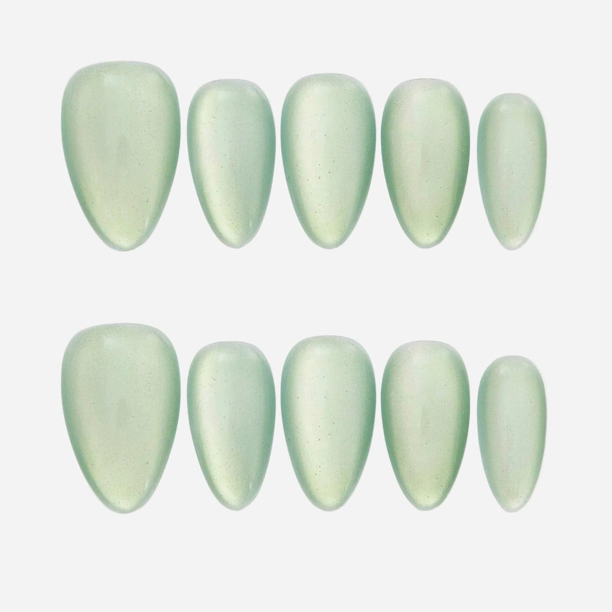 Jade Cream cat eye green press on nails by ROXORA